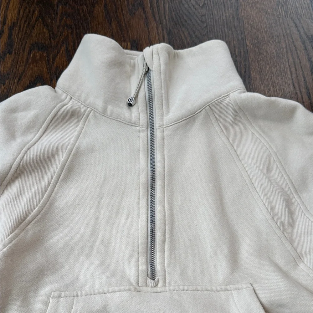 Lululemon x Peloton Scuba Oversized Funnel Neck Half Zip color is Bone size XS/S - Picture 3 of 14